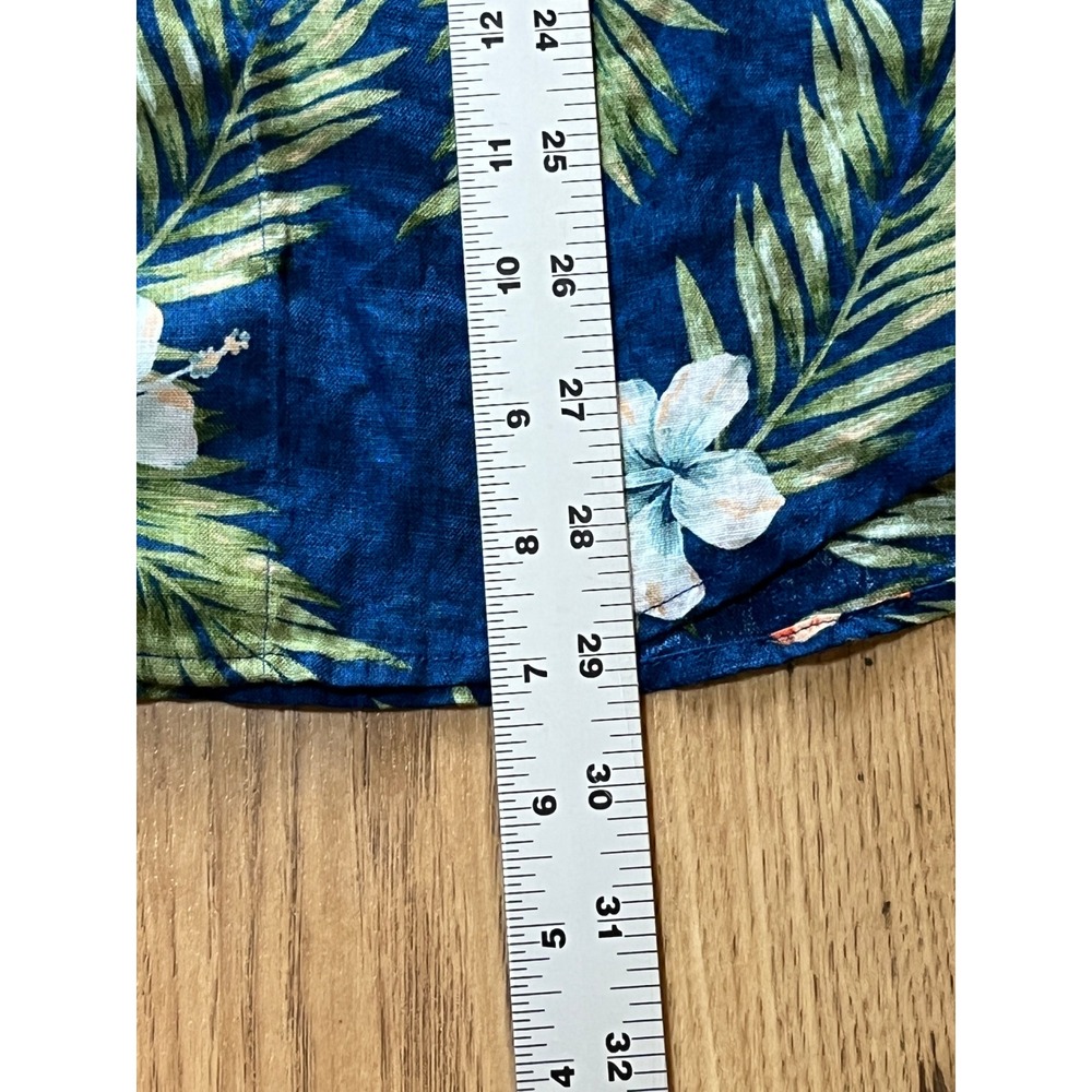 Club Room Linen Luxury Shirt Mens M Blue Floral Tropical Button Down Long Sleeve - Picture 8 of 8